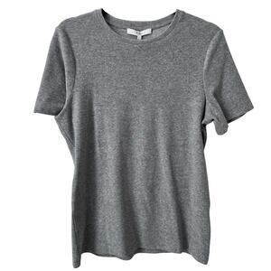 Tibi Women's Dry Loop Terry Baby T Shirt Size Large Heather Grey NWT